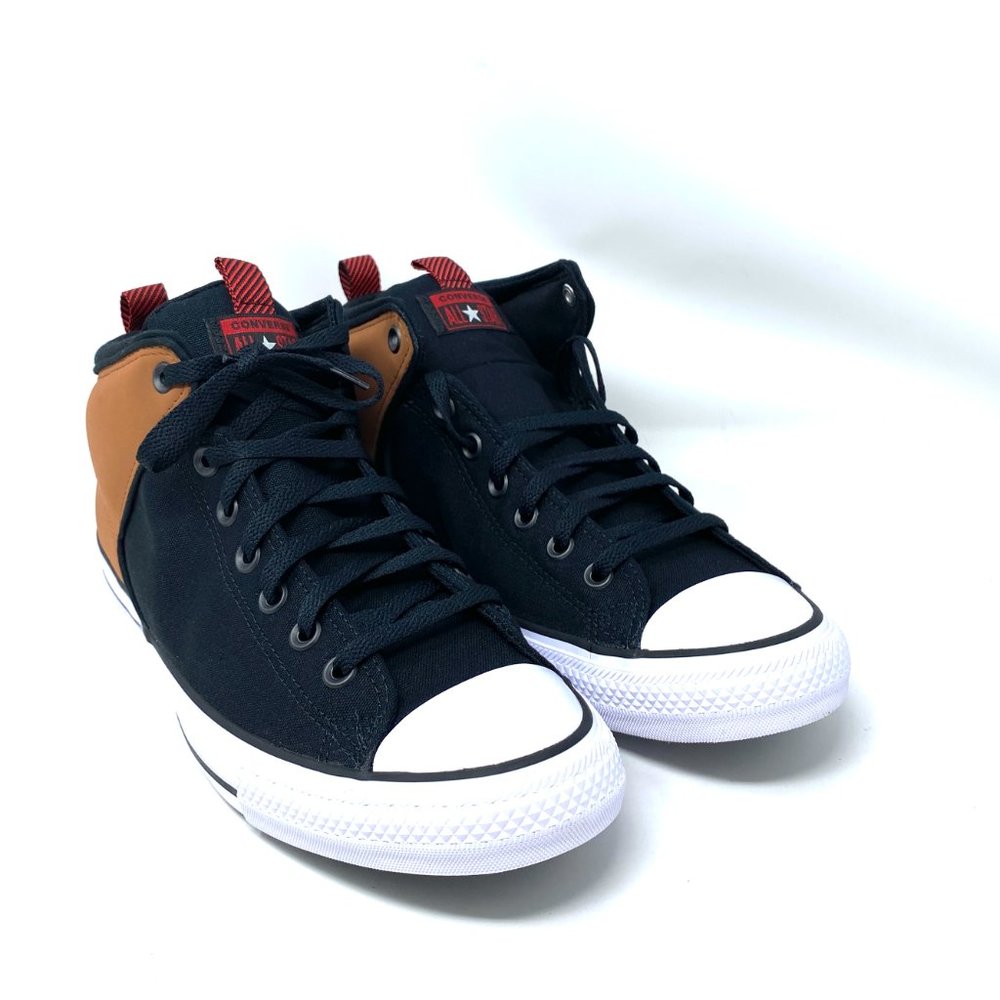 Converse CTAS HIGH STREET Black Canvas Brown Heel Mid Top Sneakers Men's 166077C - Picture 7 of 10
